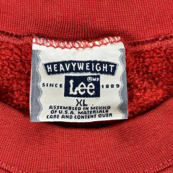 Lee Heavyweight Sweatshirt Men’s XL Red‎ Michigan Raccoon Embroidered Pullover - Picture 3 of 10